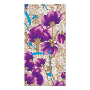 Póster Padrão floral vibrante com púrpura e azul f