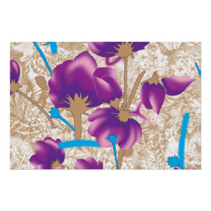 Póster Padrão floral vibrante com púrpura e azul f