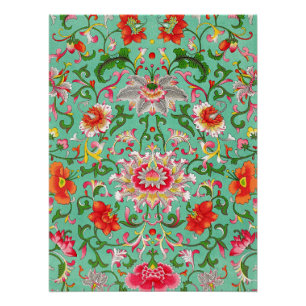 Póster Padrão Floral Vintage, Estilo William Morris,