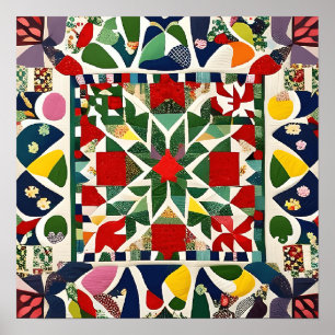 Poster Padrão folclórico multicolor