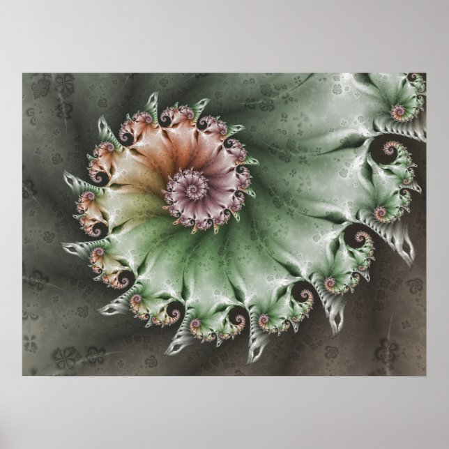 Poster Padrão Fractal Shabby Chic (Frente)