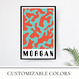 Poster Padrão Funky Bold Retro Coral