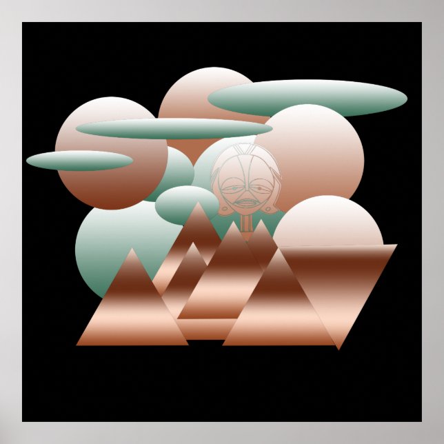 Poster padrão geométrico abstrato modernista (Frente)