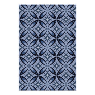 Póster Padrão Geométrico Azul Estilo Retro