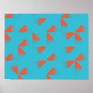Poster Padrão geométrico azul, laranja, vibrante e de ten