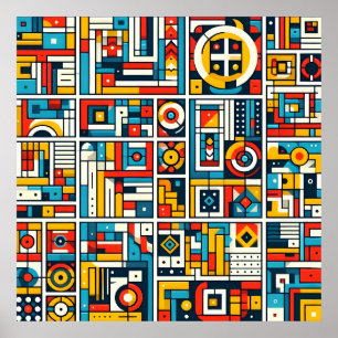 Poster Padrão Geométrico Colorido Estético