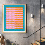 Poster Padrão Geométrico Cute Forma Turquesa Laranja Cor-<br><div class="desc">Um design gráfico de padrão de triângulo geométrico colorido e divertido em cores brilhantes de azul-turquesa,  laranja e rosa.</div>