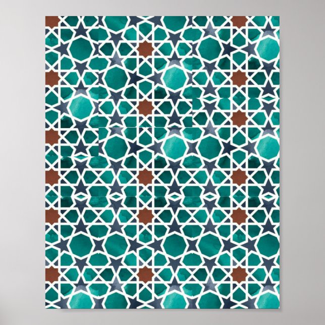 Poster Padrão Geométrico da Arte de Marrocos (Frente)