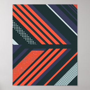 Poster Padrão Geométrico de abstrato com faixas Negrito