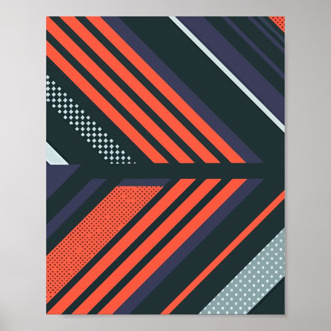 Poster Padrão Geométrico de abstrato com faixas Negrito (Frente)