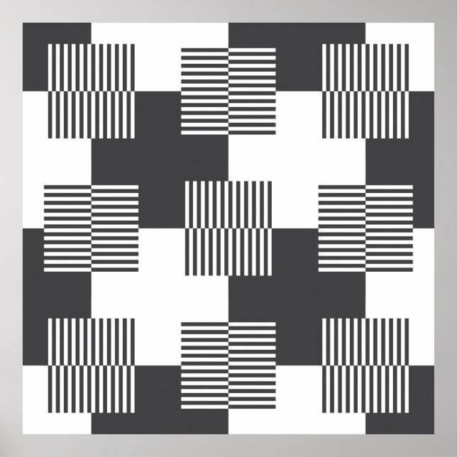 Poster Padrão geométrico de Abstrato preto e branco (Frente)