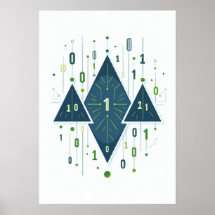 Poster Padrão Geométrico de Código Binário para Programad