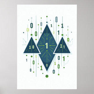 Poster Padrão Geométrico de Código Binário para Programad
