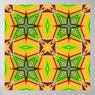 Poster Padrão geométrico de colheita tribal. Etnia perfei