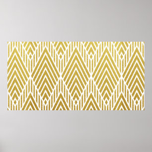 Poster Padrão geométrico de dourado com brilho sem cost