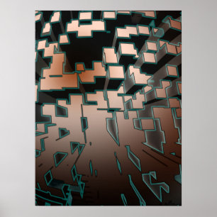 Poster Padrão Geométrico de Extrusão Neon Futurística