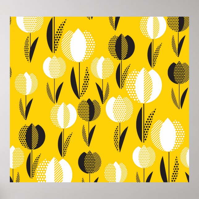 Poster Padrão Geométrico de Flor Holandês Tulip (Frente)