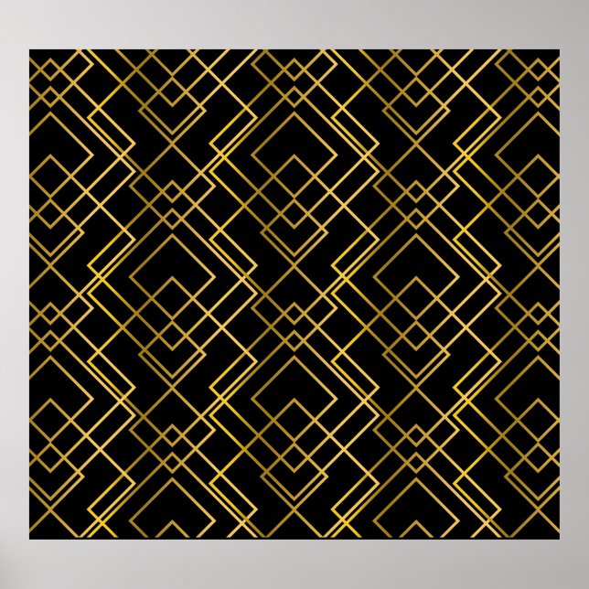 Poster Padrão geométrico dourado de rombos, sem emendas. (Frente)