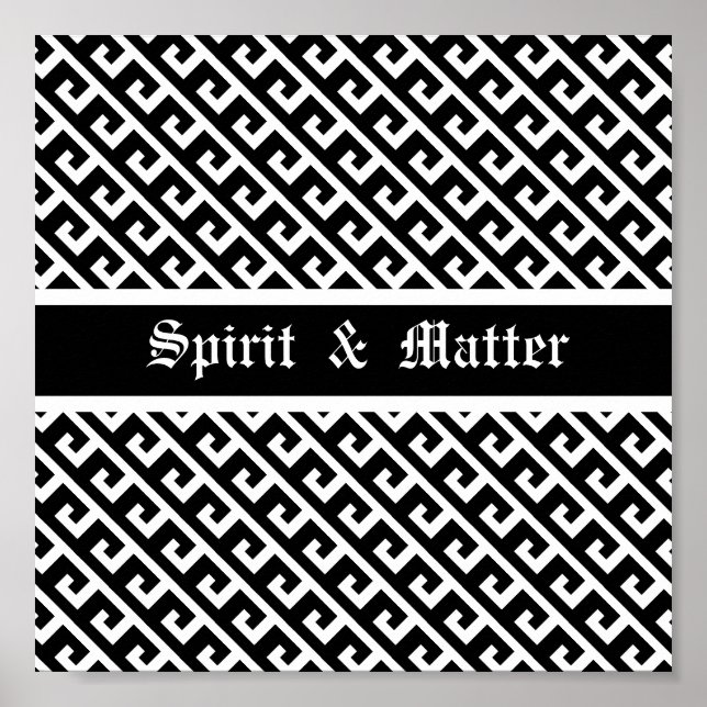 Poster Padrão Geométrico Elegante Preto e Branco (Frente)