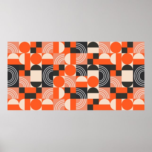 Poster Padrão geométrico em blocos de cores brilhantes. (Frente)