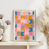 Padrão geométrico em cor-de-rosa e amarelo