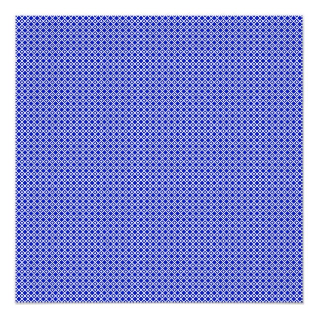 Póster Padrão Geométrico Moderno de Diamantes em Azul e B (Frente)