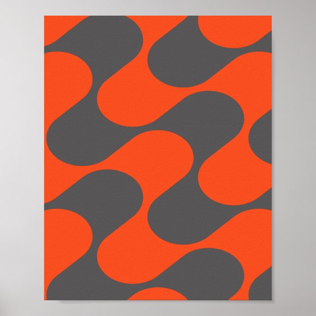 Poster Padrão Geométrico Moderno De Laranja E Abstrato De (Frente)