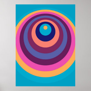 Poster Padrão Geométrico Moderno de Stripes Funk Colorida