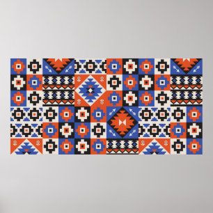 Poster Padrão geométrico oriental contínuo. Desenho étnic