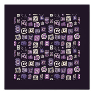 Póster Padrão Geométrico Retro Roxo