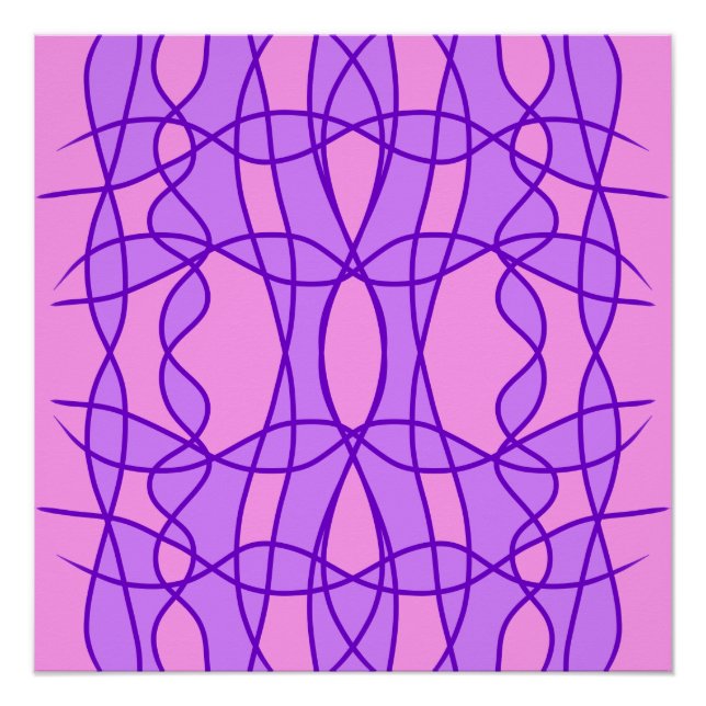 Póster Padrão geométrico rosa e roxo (Frente)