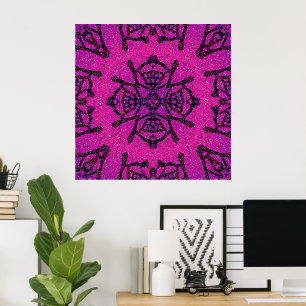 Poster Padrão Geométrico Rosa e Roxo Intenso