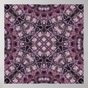 Poster Padrão Geométrico Roxo com Simetria Intrincada
