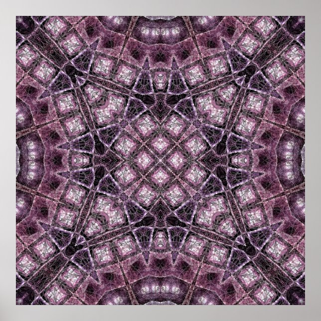 Poster Padrão Geométrico Roxo com Simetria Intrincada (Frente)