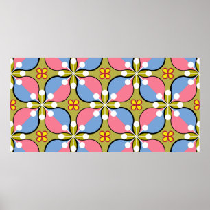 Poster Padrão geométrico sem costura com flores