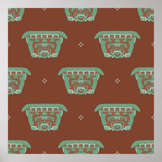 Poster Padrão geométrico sem costura com motivos tribais.