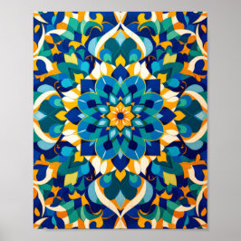 Poster Padrão Geométrico Tradicional de Azulejo Marroquin
