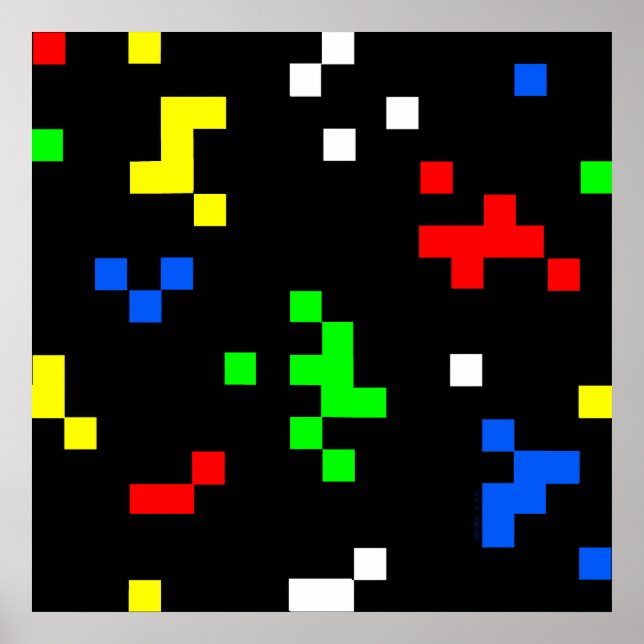 Poster Padrão Gráfico de Jogos de Vídeo de 8 Bits (Frente)