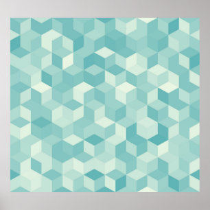 Poster Padrão Hexagonal Azul Invisível