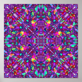 Póster Padrão Hippie de Mandala Roxo