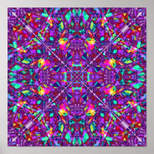 Póster Padrão Hippie de Mandala Roxo