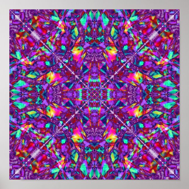 Póster Padrão Hippie de Mandala Roxo (Frente)