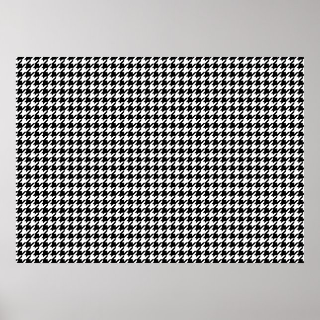 Póster Padrão houndstooth - Preto e branco (Frente)