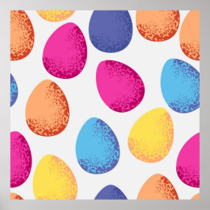 Poster Padrão incolor de ovos de Páscoa em branco