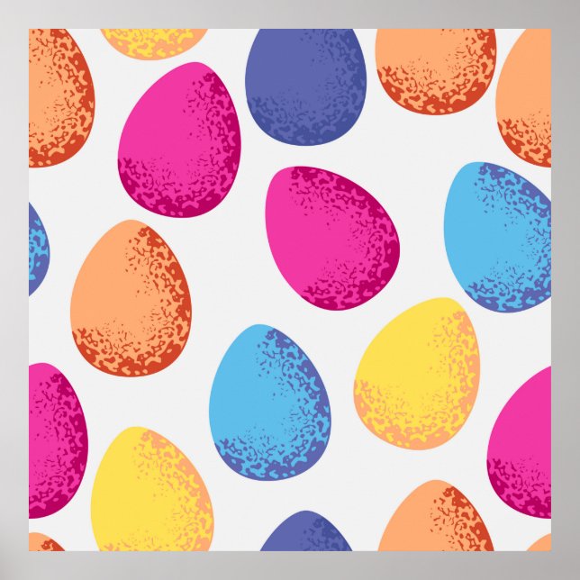 Poster Padrão incolor de ovos de Páscoa em branco (Frente)