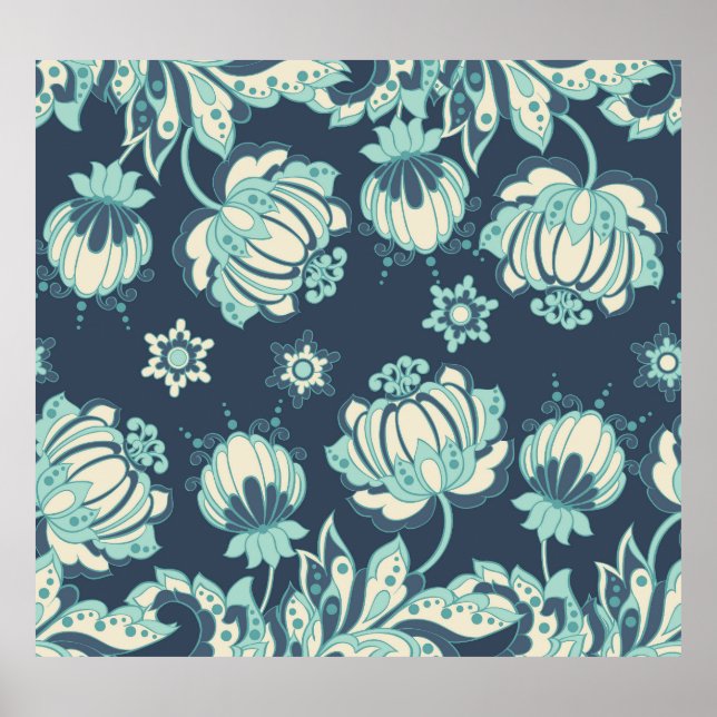 Poster Padrão Indígena Floral de Vintage (Frente)