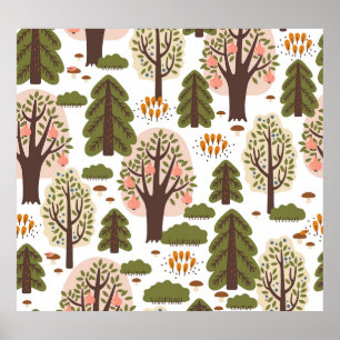 Poster Padrão Invisível da Floresta do outono de abstrato