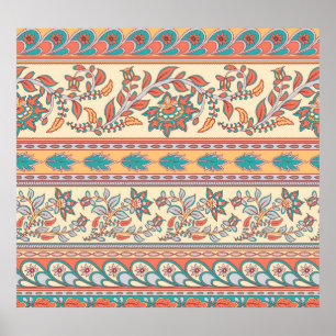 Poster Padrão Invisível das Fronteiras Florais Indianas