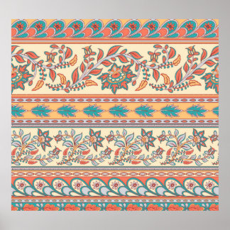 Poster Padrão Invisível das Fronteiras Florais Indianas