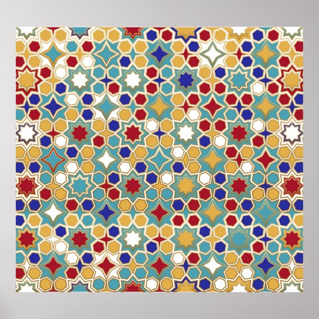 Poster Padrão Invisível do Mosaico Islâmico (Frente)
